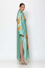 Maxi Jacquard Satin Kaftan Dress - Image 3