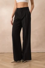 Tailored Pin Tuck Wide Leg Trousers