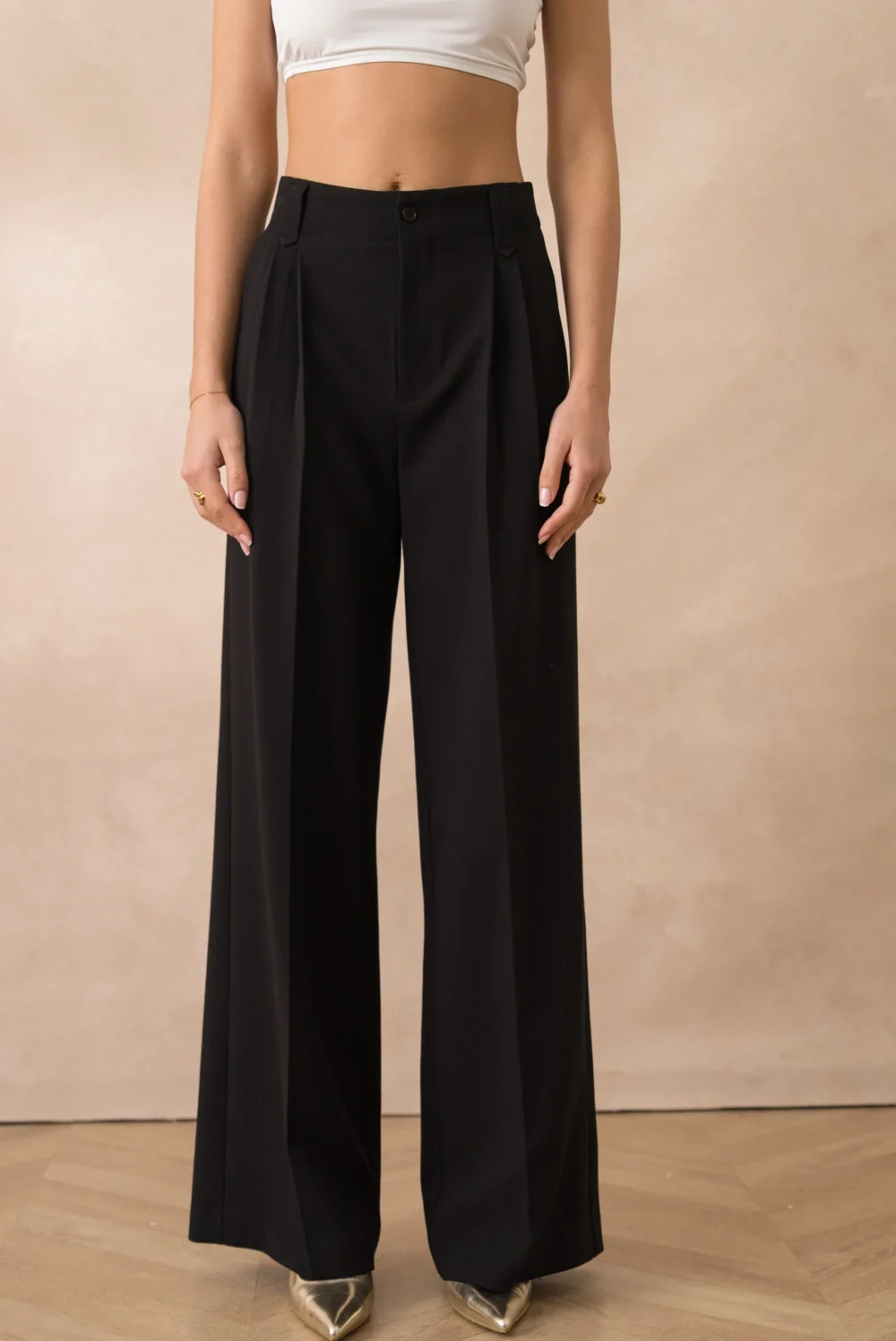 Tailored Pin Tuck Wide Leg Trousers - Image 2
