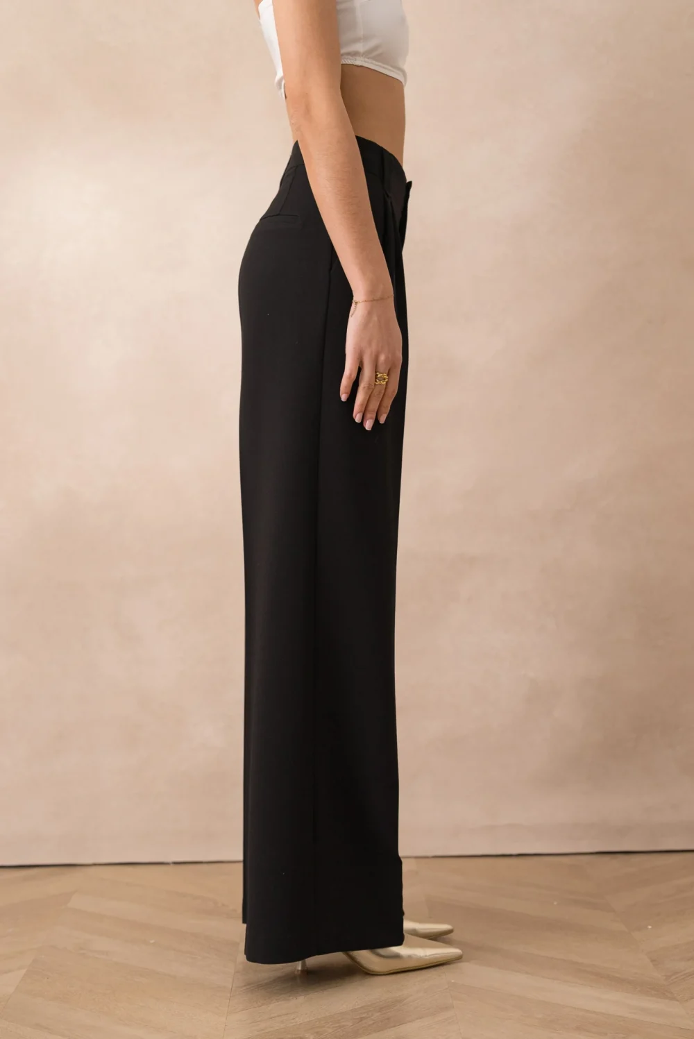 Tailored Pin Tuck Wide Leg Trousers - Image 3