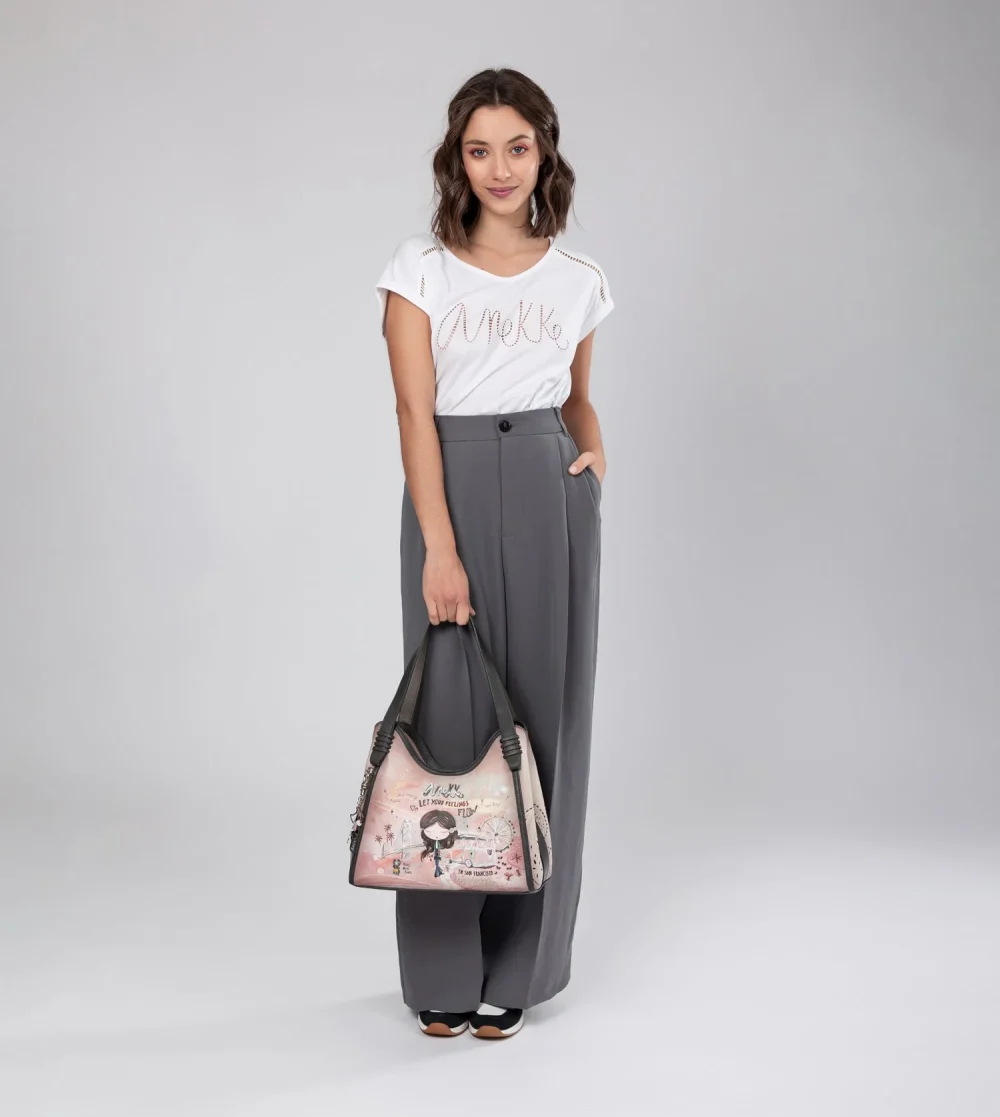 Τσάντα Ώμου Peace & Love Σε Ροζ - Image 2