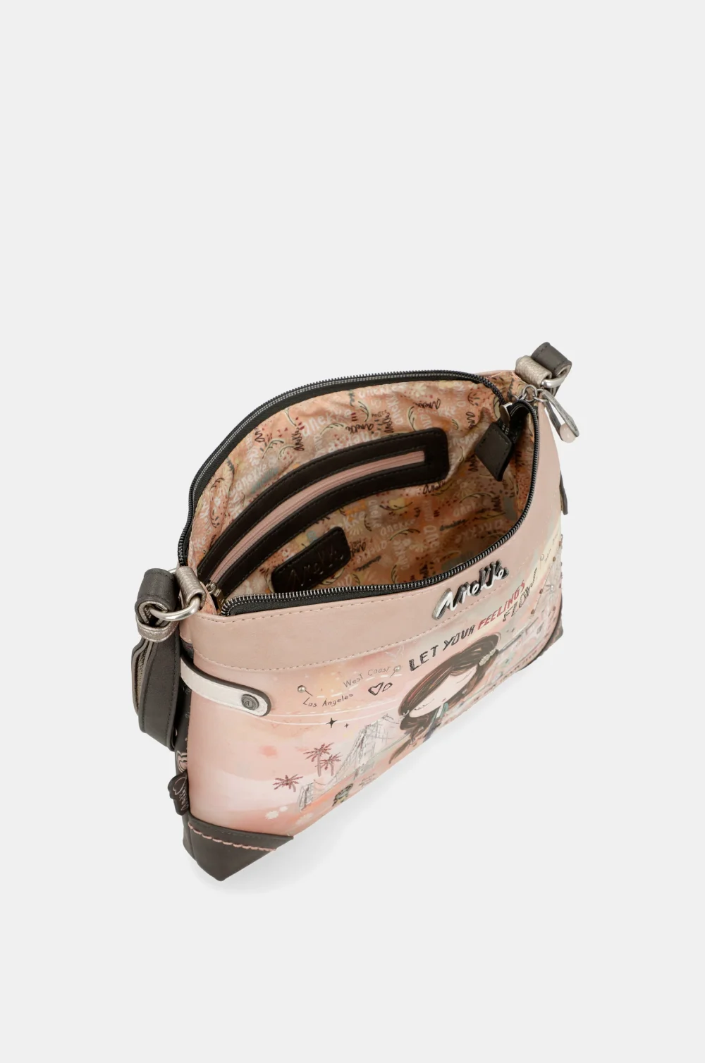 Μεσαία Τσάντα Χιαστί Peace & Love Pink - Image 5