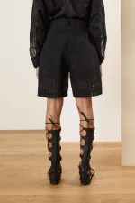 Noir Sheer Tailored Shorts - Image 2