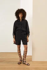 Noir Sheer Textured Shirt - Image 7