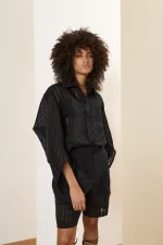 Noir Sheer Tailored Shorts - Image 5