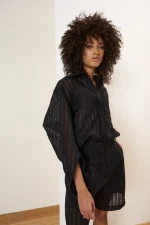 Noir Sheer Textured Shirt - Image 6