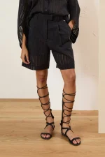 Noir Sheer Tailored Shorts