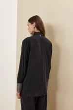 Noir Elegance Satin Shirt - Image 2