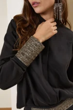 Noir Elegance Satin Shirt - Image 5