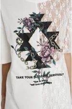 Naturalistic T-Shirt - Cotton & Lace - Image 5