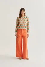 Orange Tulip Print Knit Cardigan - Image 4