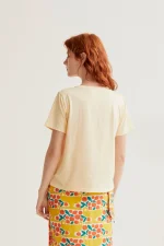Tulip Embroidery T-Shirt - Yellow - Image 3