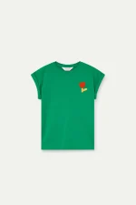 Tulip Embroidery T-Shirt - Green - Image 2