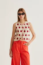 Red Coccinella Print Knit Top