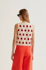 Red Coccinella Print Knit Top - Image 3