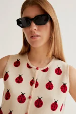 Red Coccinella Print Knit Top - Image 6