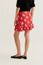 Harmony Red Print Short Skirt - Image 3