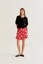 Harmony Red Print Short Skirt - Image 5