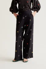 Black Garden Print Trousers