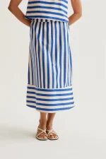 Bamboo Blue Print Midi Skirt