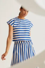 Bamboo Blue Print Midi Skirt - Image 6