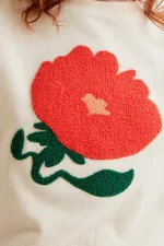 Red Flower Embroidery Sweatshirt - Image 4