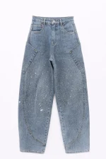 Strass Barrel Jeans - Blue