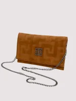 Τσάντα Eros Leather Suede Cognac Embosse