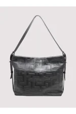 Τσάντα Evridiki Leather Black Embossed - Image 3