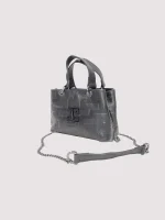 Τσάντα Perla Leather Black Embossed