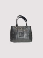 Τσάντα Perla Leather Black Embossed - Image 2