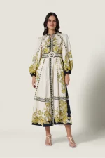 Baroqueen Floral Dress - Papyrus Burnished Gold - Image 2