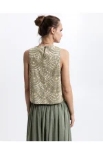 Arc Jacquard Crop Top - Sage/Gold - Image 2