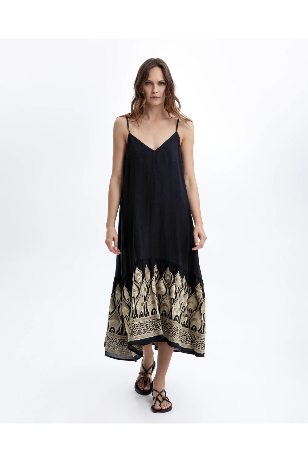 S26K-4033207_1_m20njj.webp Noir Peacock Border Maxi Dress - Image 1