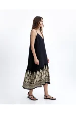 Noir Peacock Border Maxi Dress - Image 2