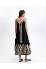 Noir Peacock Border Maxi Dress - Image 3