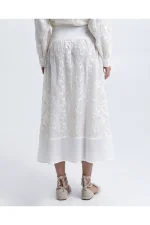 White Bloom Embroidered Organza Skirt - Image 2