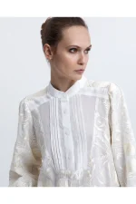 White Blossom Embroidered Organza Shirt - Image 2