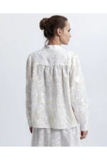 White Blossom Embroidered Organza Shirt - Image 3