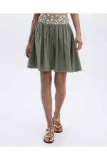 Olive Jacquard Waist Mini Skirt