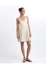 Ivory Gold Jacquard Mini Slip Dress