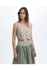 Geometric Jacquard Crop Vest Top