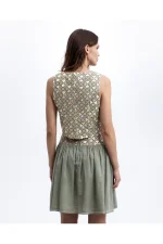 Geometric Jacquard Crop Vest Top - Image 2