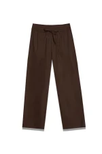 Drawstring Wide-Leg Pants - Brown