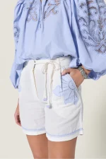 Vareli Shorts - White Light Blue