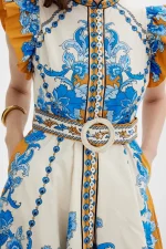 Baronessa Dress - Papyrus / Blue and Golden - Image 4