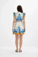 Baronessa Dress - Papyrus / Blue and Golden - Image 5