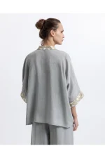 Sage Linen Top - Stone/Gold Champagne - Image 3