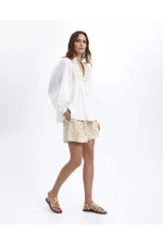 Bib Blouse - White/Gold Champagne