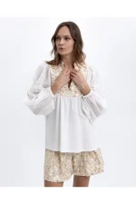 Bib Blouse - White/Gold Champagne - Image 2